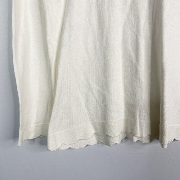 J McLaughlin Small Off White Henri Cotton Cashmere Scallop Hem Crew Neck Sweater - Picture 4 of 7